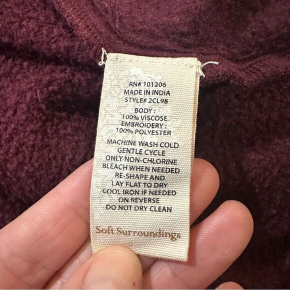 Soft Surroundings Embroidered Maroon Open Front Cardigan Size Medium - Picture 15 of 15